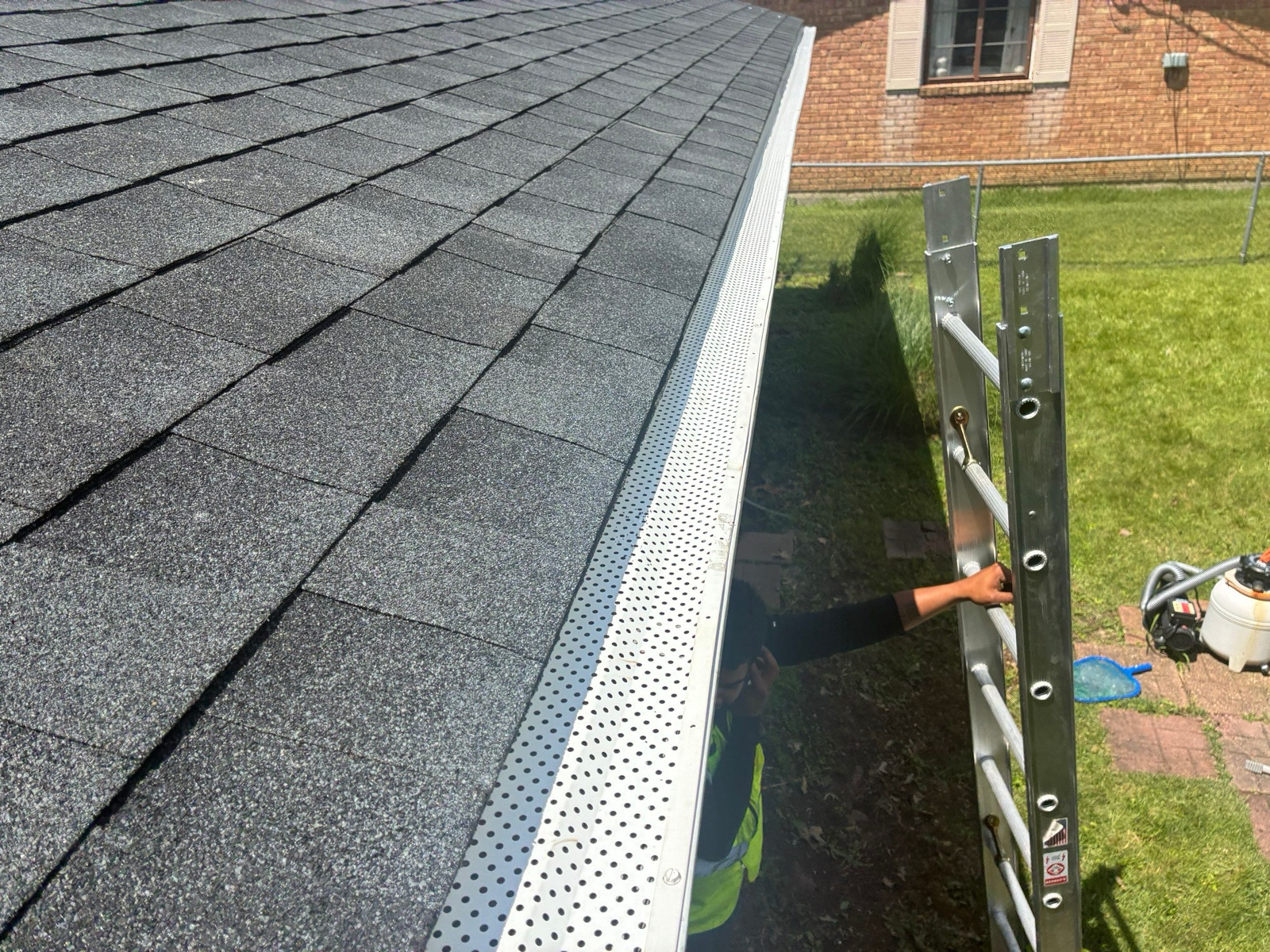 Crisp new shingles and a clean, sealed eave